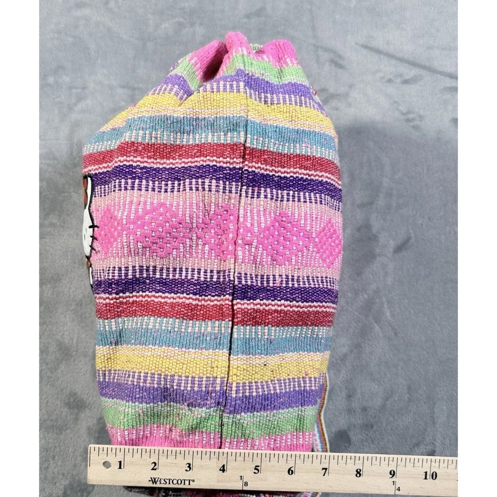 Vintage Sanrio Hello Kitty Woven Backpack Pink Striped Jerga Drug Rug Y2K Bag